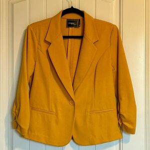 Christian Siriano Mustard Yellow Single-Button Blazer
